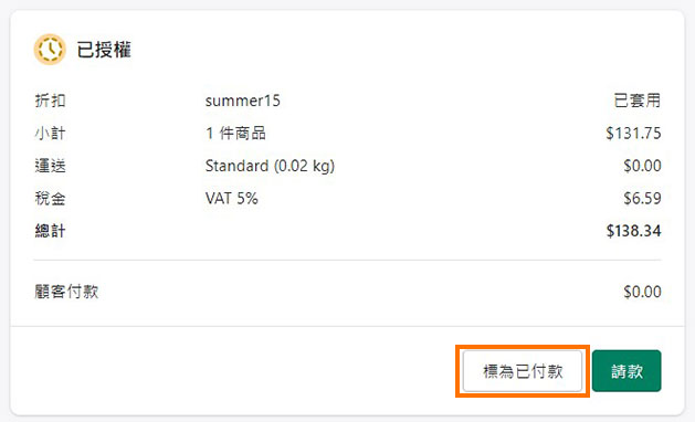 Shopify 退款畫面